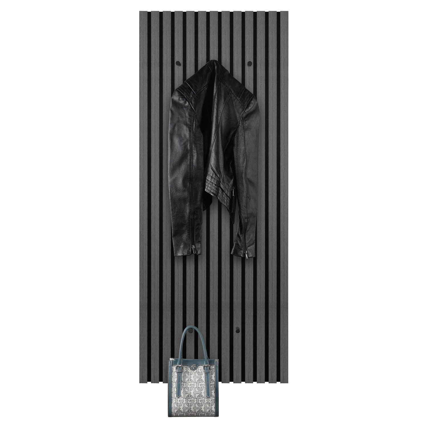 MIRRORS AND MORE Garderobenpaneel GRACE, 50 x 125 cm, Grey Oak Dekor, mit 5 Haken