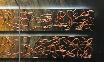 WandbilderXXL Gemälde Copper Rush 200 x 60 cm, Abstraktes Gemälde, handgemaltes Unikat