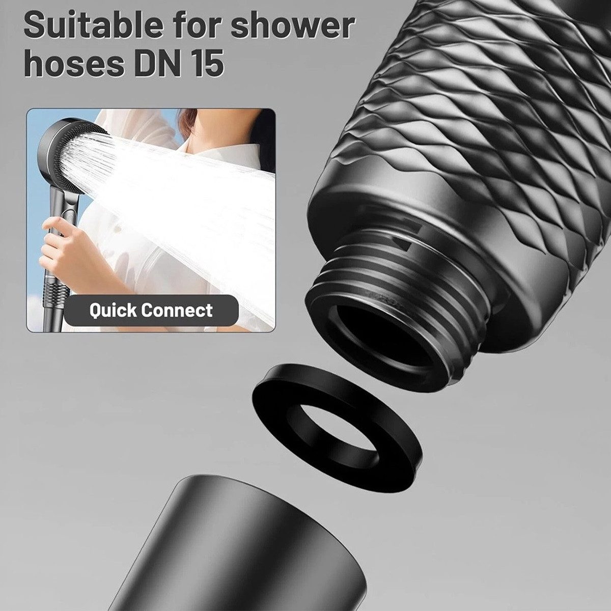 Novzep Handbrause Handbrause, sparsame Duschbrause mit 1,5 m Schlauch, 4 Strahlarten, Hochdruck