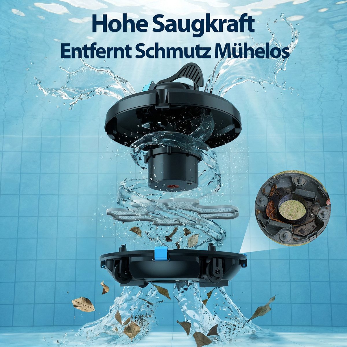 redroad Poolroboter 2026 Upgrade S1 Poolroboter Wand & Boden 180 Min Doppelfilter/10000LPH, (Set, 45.000 Pa Saugkraft, intelligente Navigation & 180 Min. Laufze – Bild 4 von 5