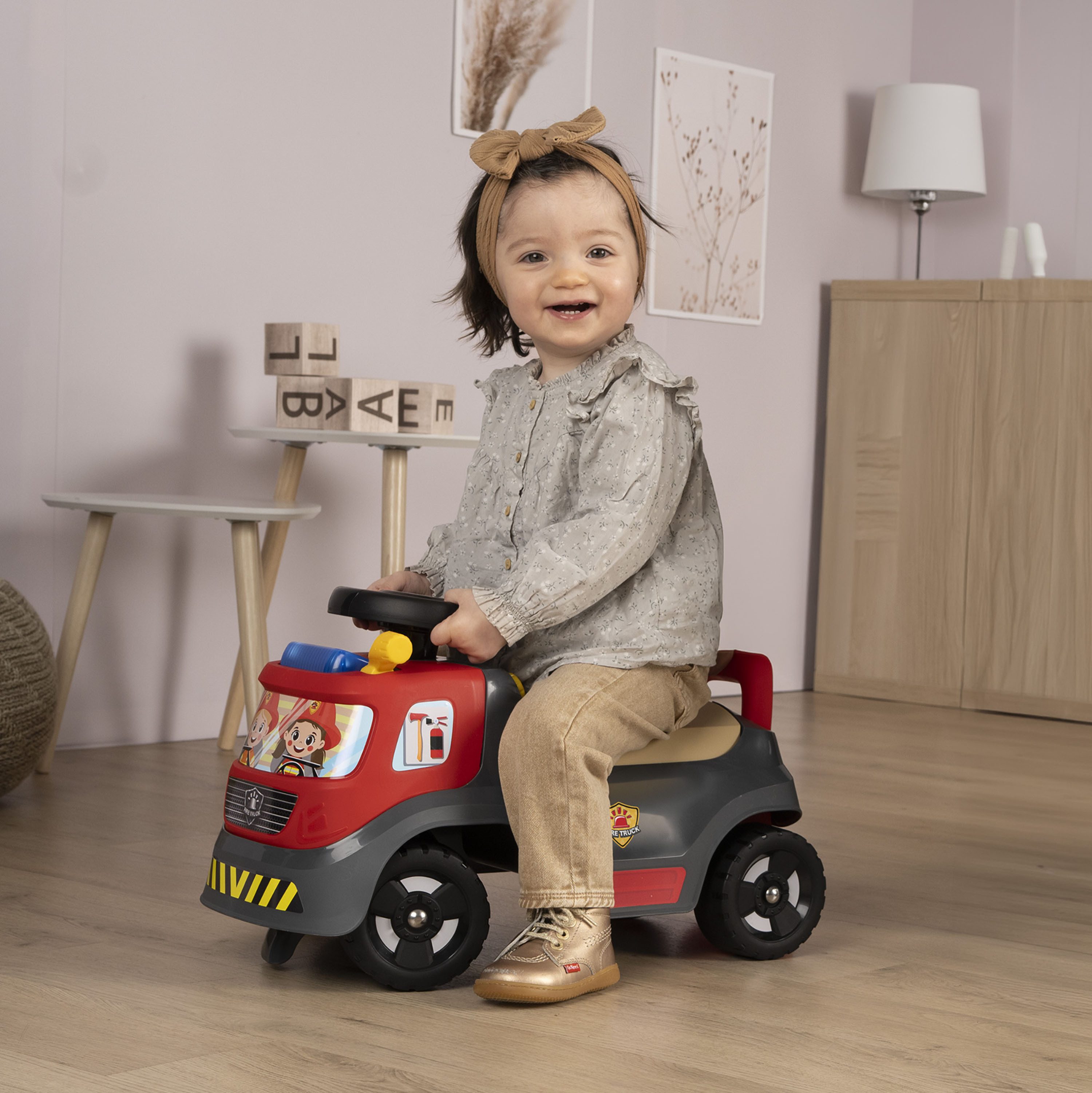Smoby Rutscherauto Feuerwehr, mit Licht und Sirene