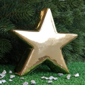 INGE-GLAS® Weihnachtsfigur INGE-GLAS® Goldfarbener Porzellan-Stern ca14 cm H (Stück)