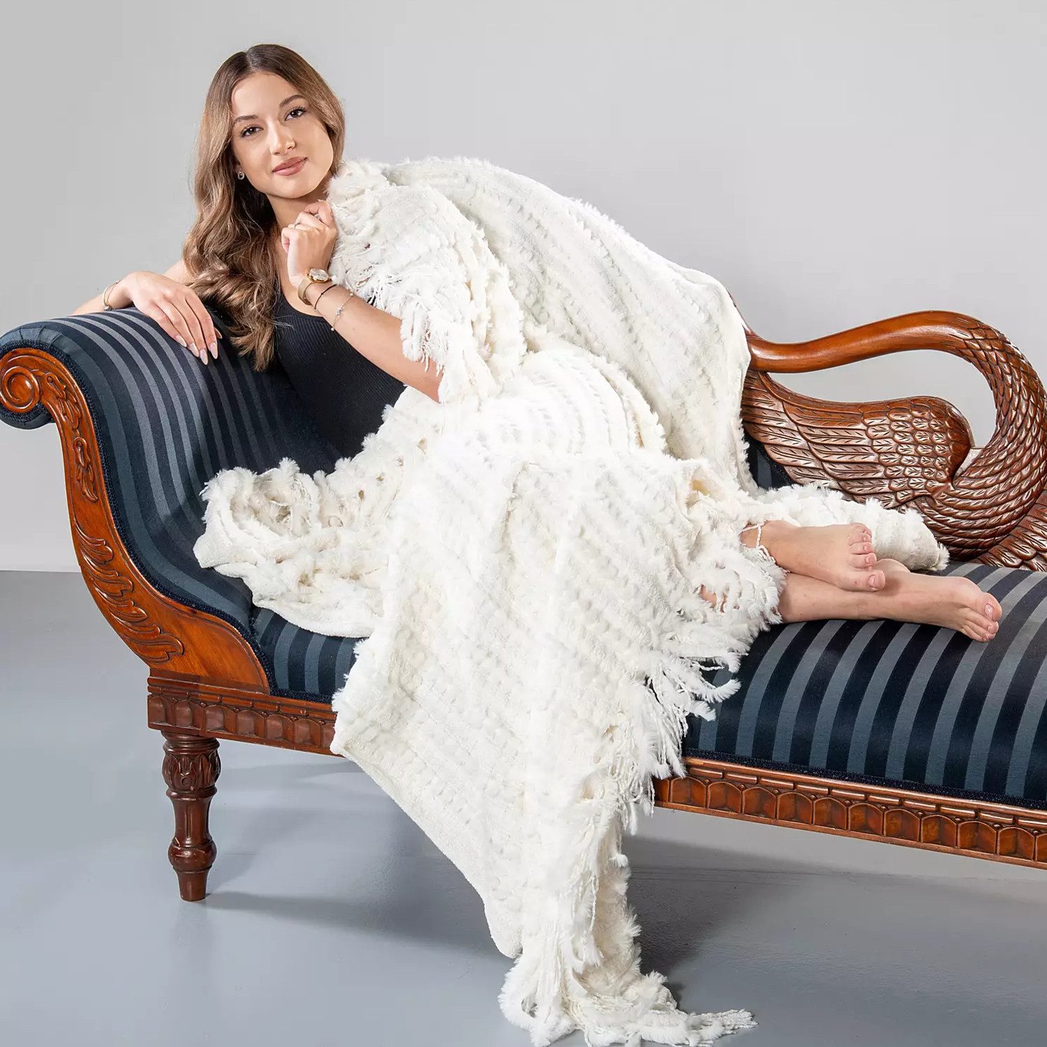 Wohndecke Star Home Wohndecke Strickdecke Zopfmuster Fransen Nala creme 130 günstig online kaufen