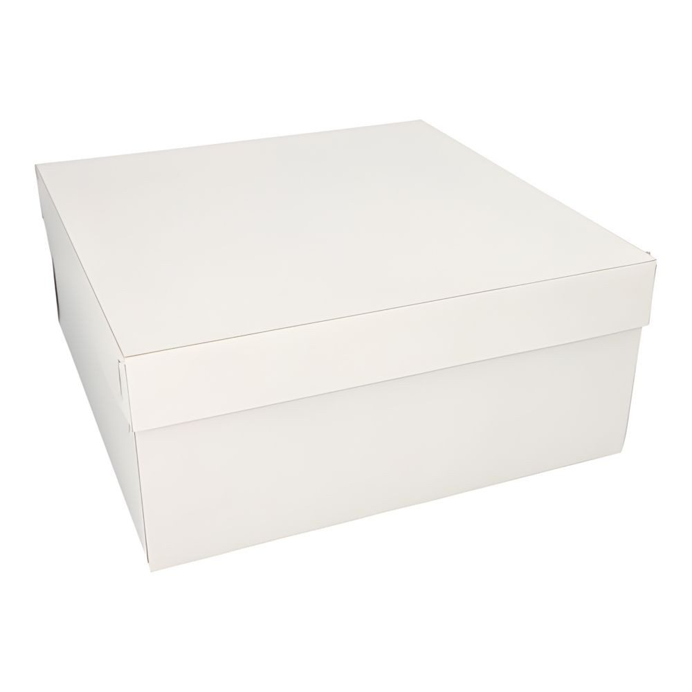 PAPSTAR Einweggeschirr-Set 10 x Tortenkartons mit Deckel Pappe eckig 30 cm x 30 cm x 13 cm weiss, Pappe