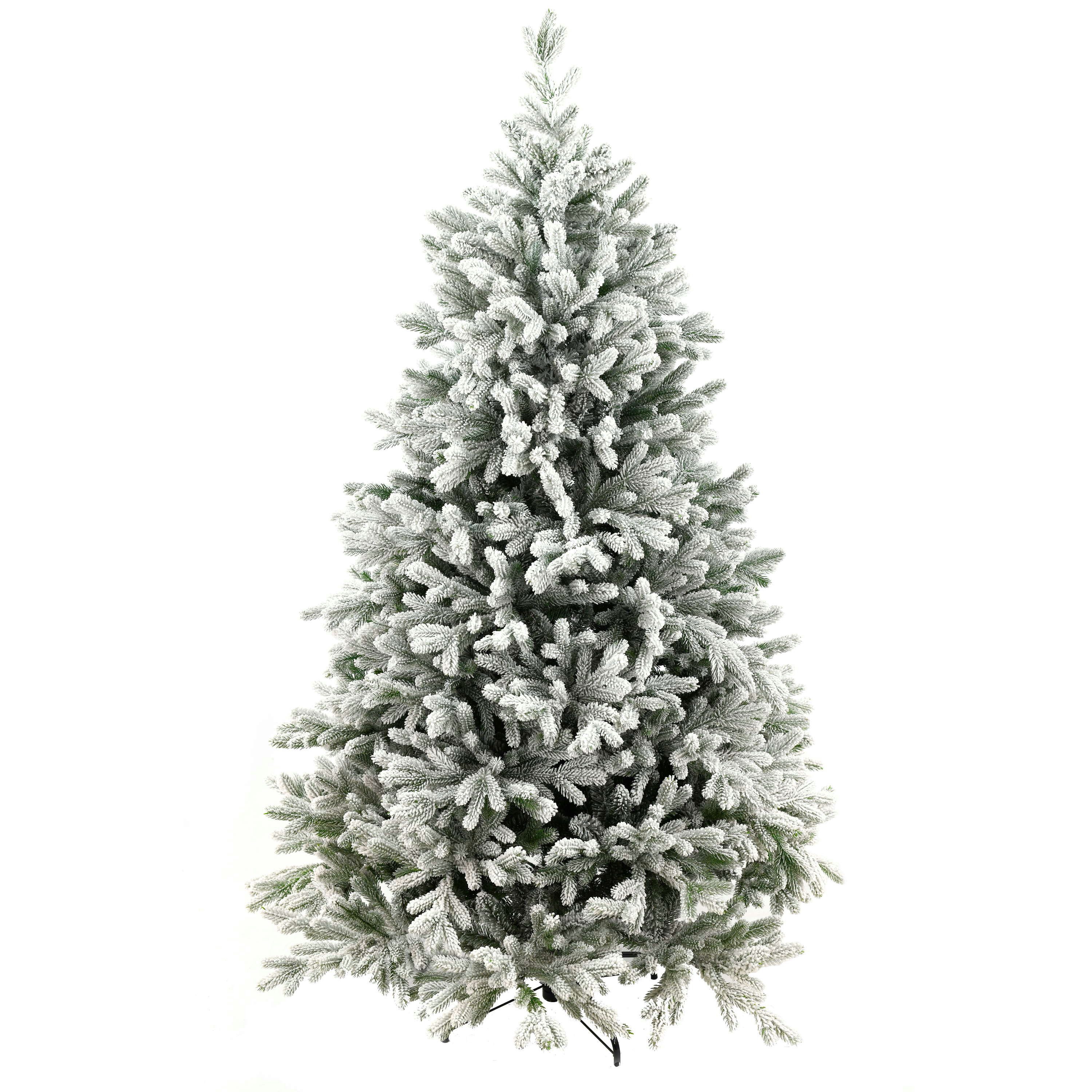 artplants Künstlicher Weihnachtsbaum Kunststoff Tanne Alaska Speed, beschneit, 210 cm, Ø 140 cm
