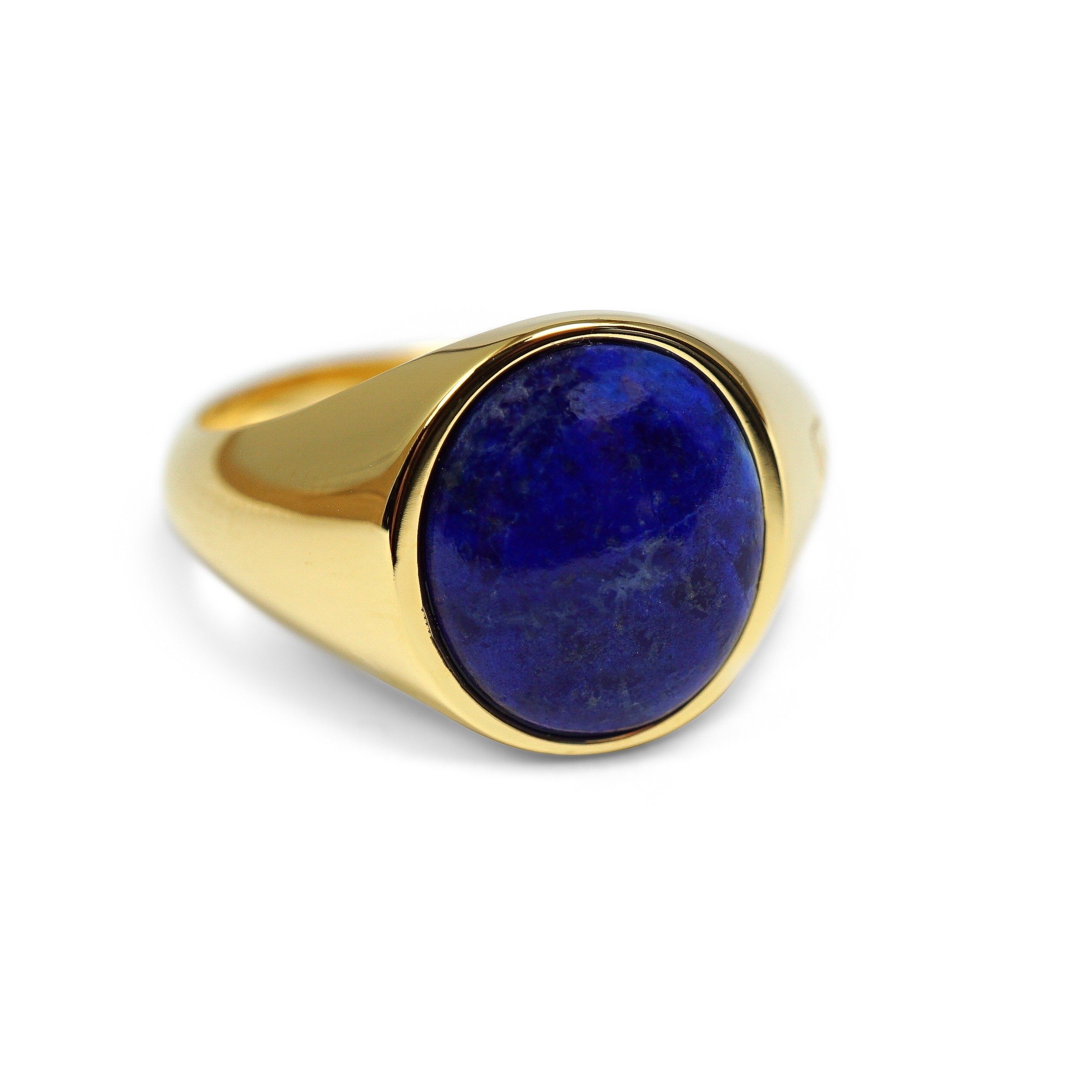 Sprezzi Fashion Siegelring Siegelring Herren Gold mit Lapislazuli Stein Blau (inkl. Schmuck-/Geschenketui sowie kostenlosem Polier-/Pflegetuch, inkl. Schmuck-/Geschenketui sowie kostenlosem Polier-/Pflegetuch), handgefertigt, aus Sterling Silver, Designed in Germany