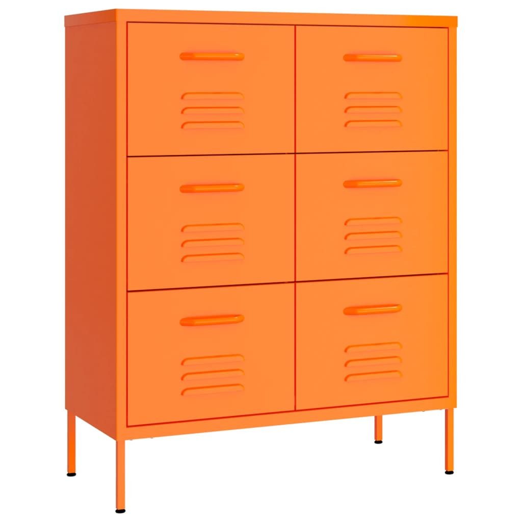 vidaXL Kommode, Schubladenschrank Orange 80x35x101,5 cm Stahl
