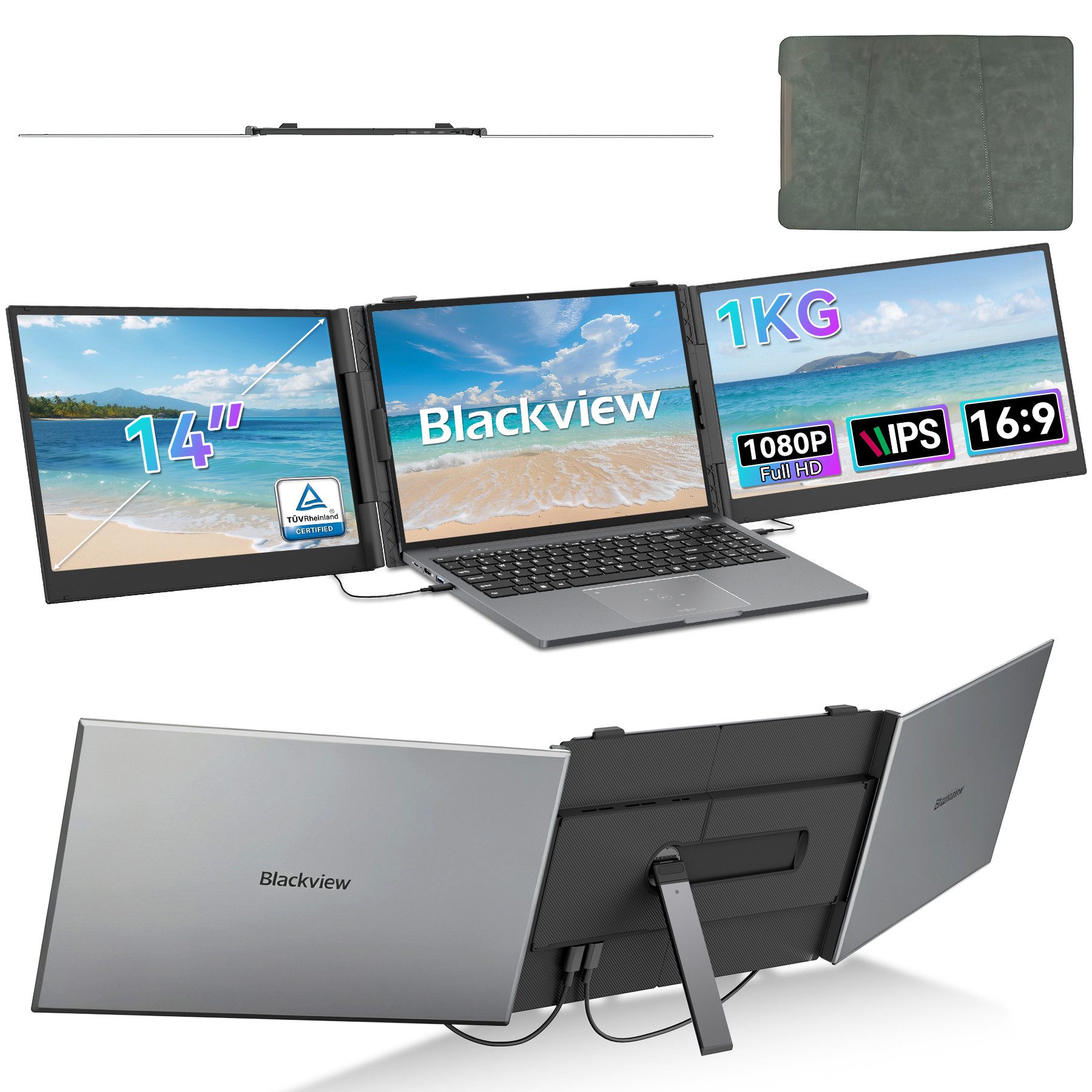 blackview Laptop Bildschirm Erweiterung D6 Dual-Screen Portabler Monitor for Notebook
