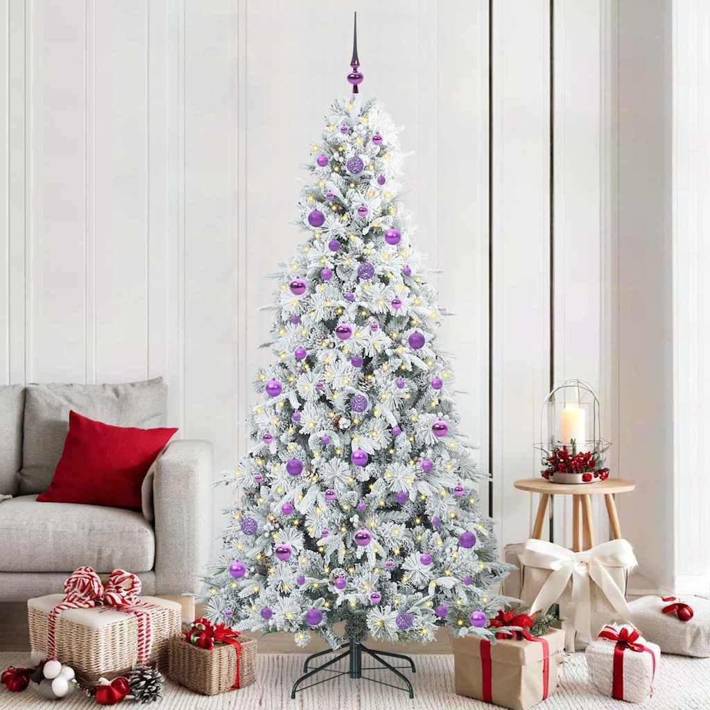 vidaXL Künstlicher Weihnachtsbaum Künstlicher klappbarer Weihnachtsbaum Weiß 210 cm PE und PVC