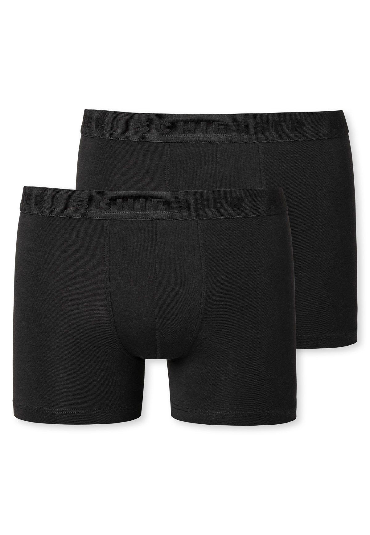Serie Schwarz 2er - einfarbig Schiesser Boxer Pack Shorts 95/5, Jungen