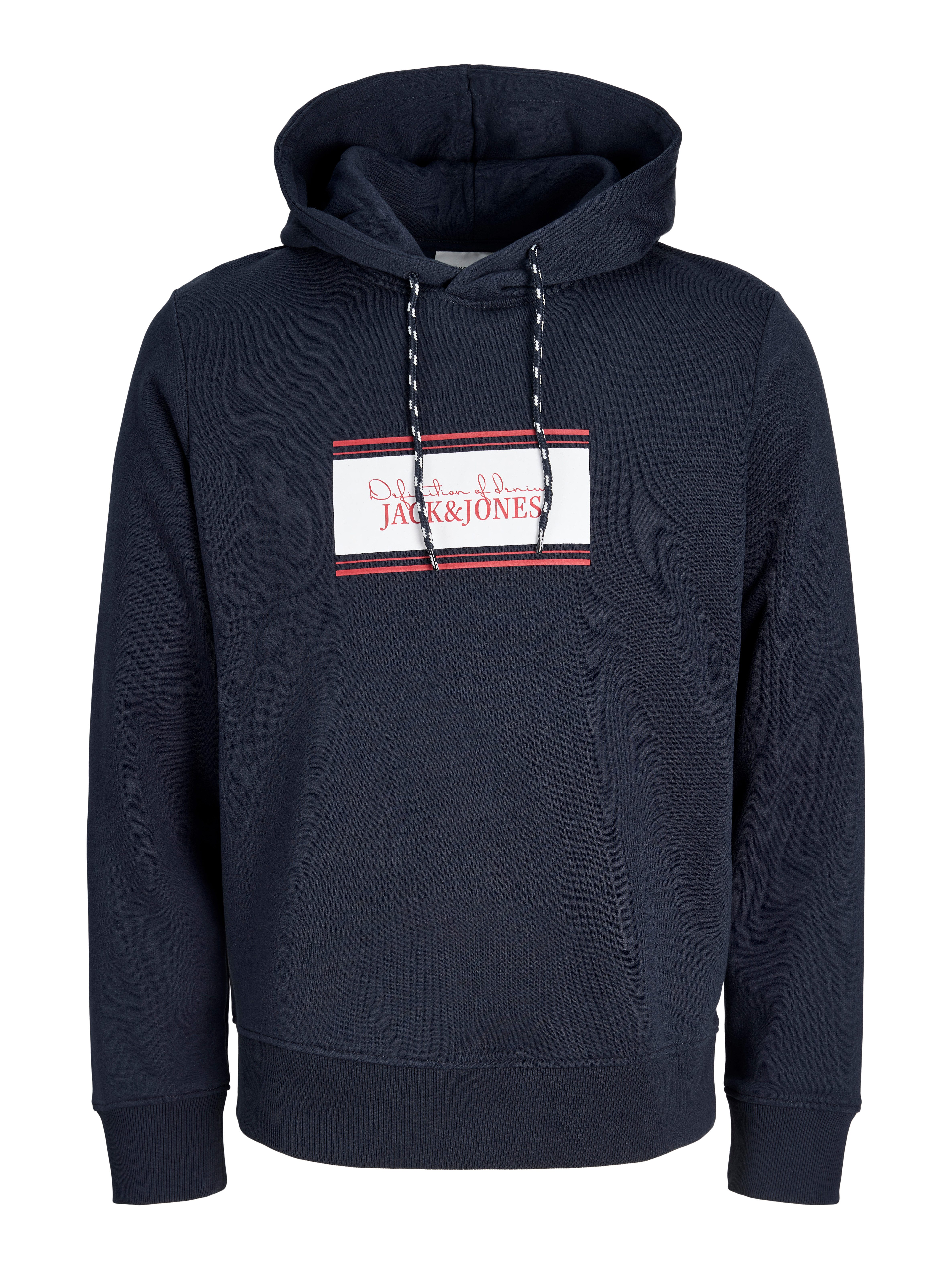 Jack & Jones Kapuzensweatshirt JJBUSTER SWEAT HOOD BTS Baumwollmischung, normal geschnitten