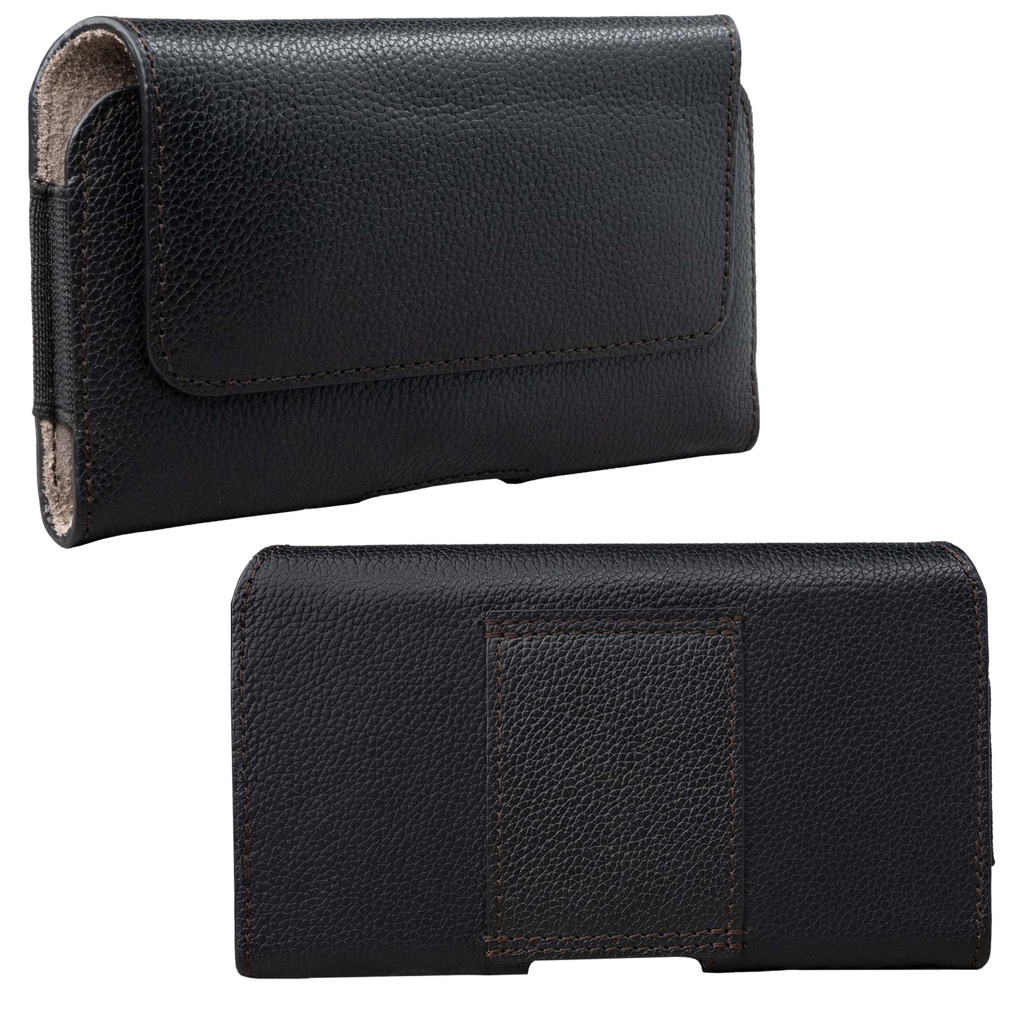 XiRRiX Handytasche Gürteltasche universal Quertasche für Smartphone (4XL kompatibel mit iPhone 17, 17 Pro, Air, 5XL kompatibel mit iPhone 17 Pro Max, 1-tlg., schwarz), Hipbag aus echtem Leder