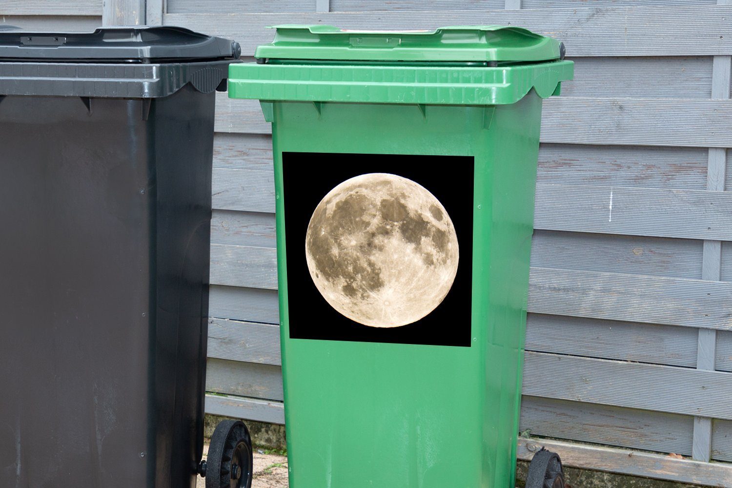 Sticker, - Container, - Mülleimer-aufkleber, Weltraum Abfalbehälter Schwarz Mond Wandsticker Mülltonne, (1 MuchoWow St),