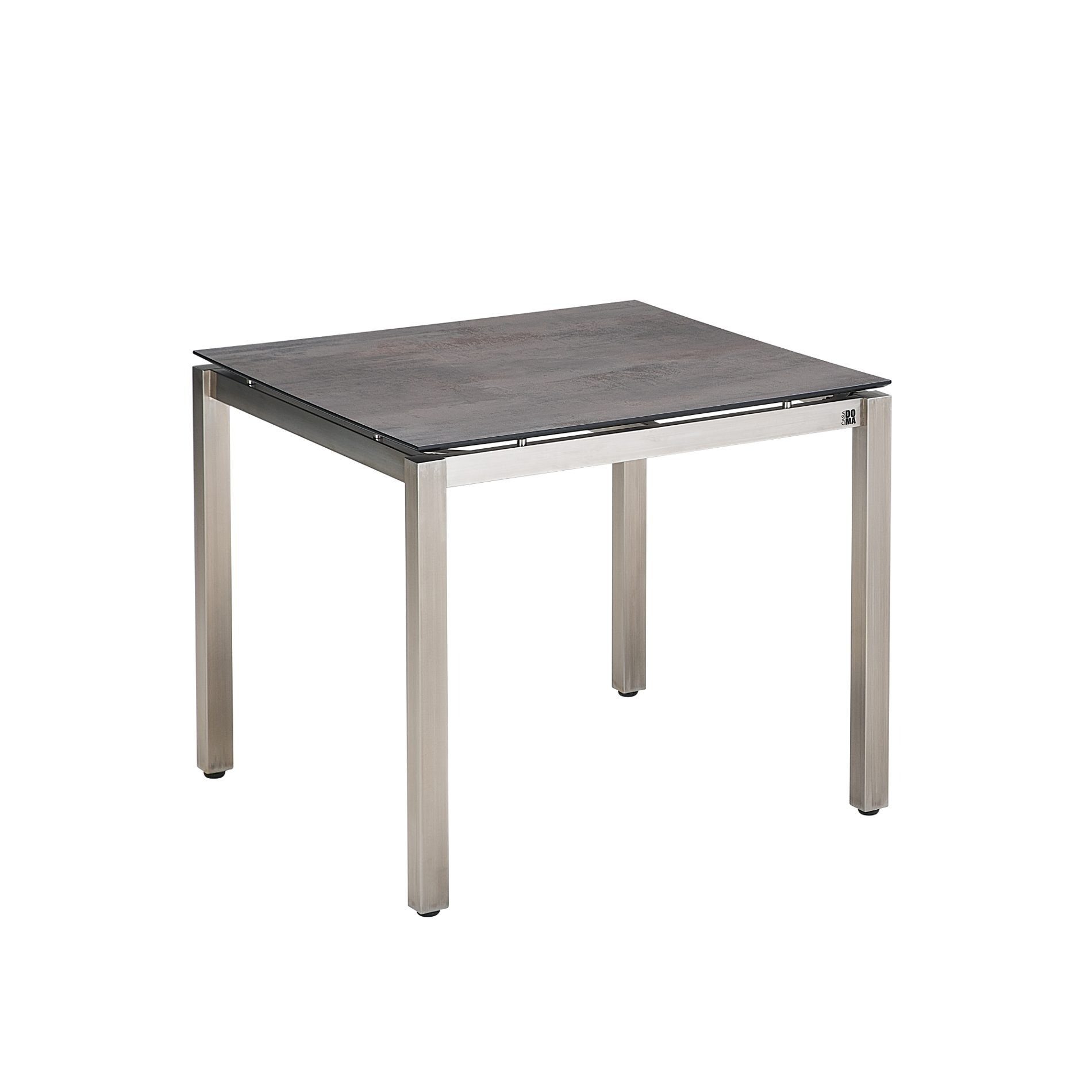 CASA DOMA Gartentisch Carini, Esstisch für Garten & Terrasse, stabiler Outdoortisch (Edelstahl gebürstet), Tischplatte aus HPL, 90 x 90 cm