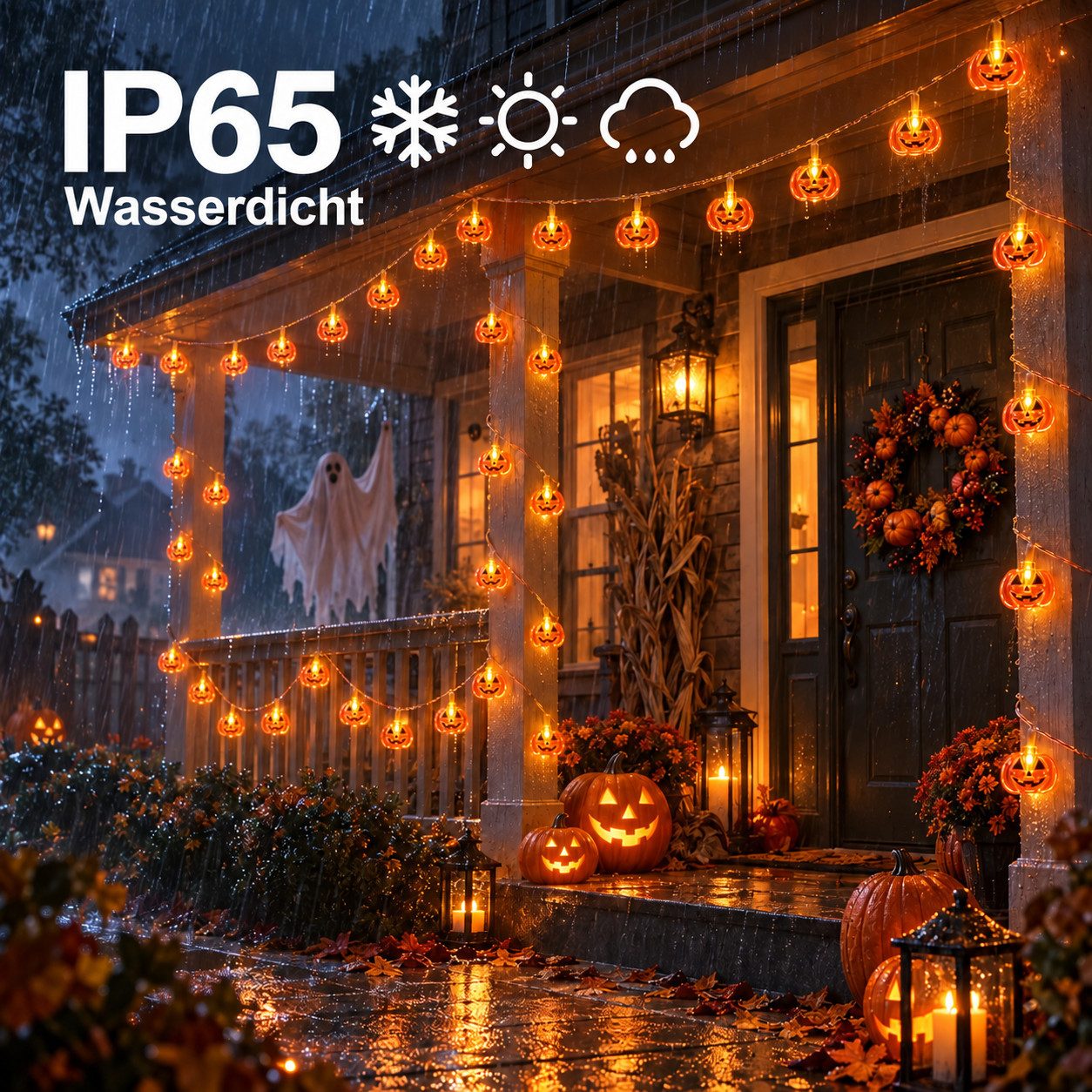nsihing LED-Lichterkette Halloween Lichterkette 3 m, 20 LED, Batteriebetrieben, IP65, Für Innen & Außen, Ideal für Kürbis- & Halloween-Dekoration – Bild 3 von 5