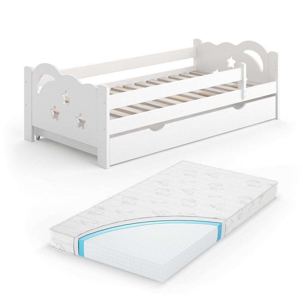 VitaliSpa® Kinderbett »Sari 160x80cm weiß mit Schubladen Jugendbett  Rausfallschutz mit Matratze« online kaufen | OTTO