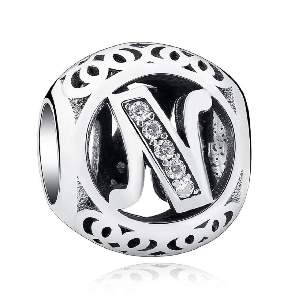 PANDACHARMS Charm Buchstabe Alphabet A-Z Kugel Buchstabe für Charm Armband, 925 Silber, Zirkonia – Bild 2 von 3