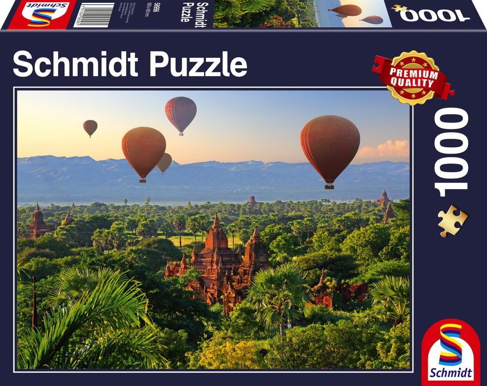Schmidt Spiele Puzzle 1000 Teile Puzzle Heißluftballons, Mandalay, Myanmar 58956, 1000 Puzzleteile