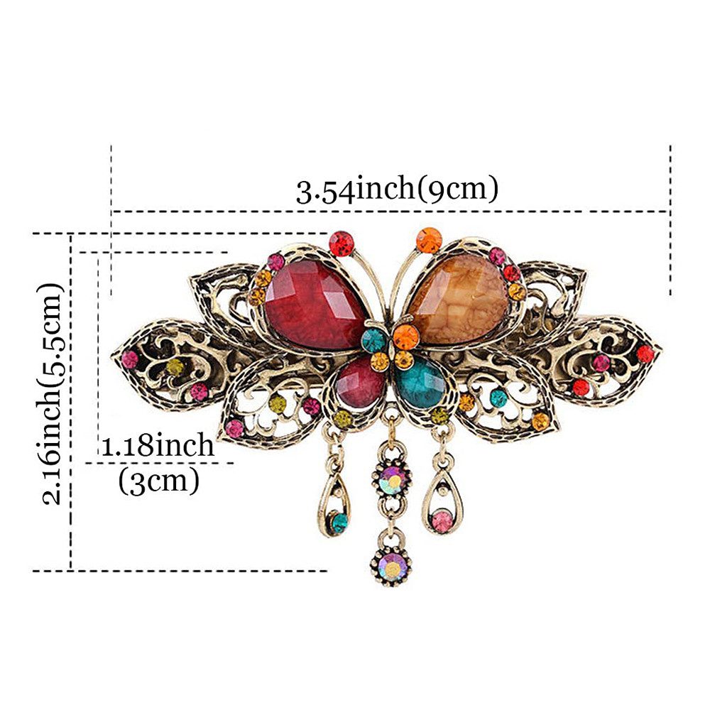 Coonoor Haarspange Vintage Kristall Frühling Schmetterling Haarspangen, 1-tlg.