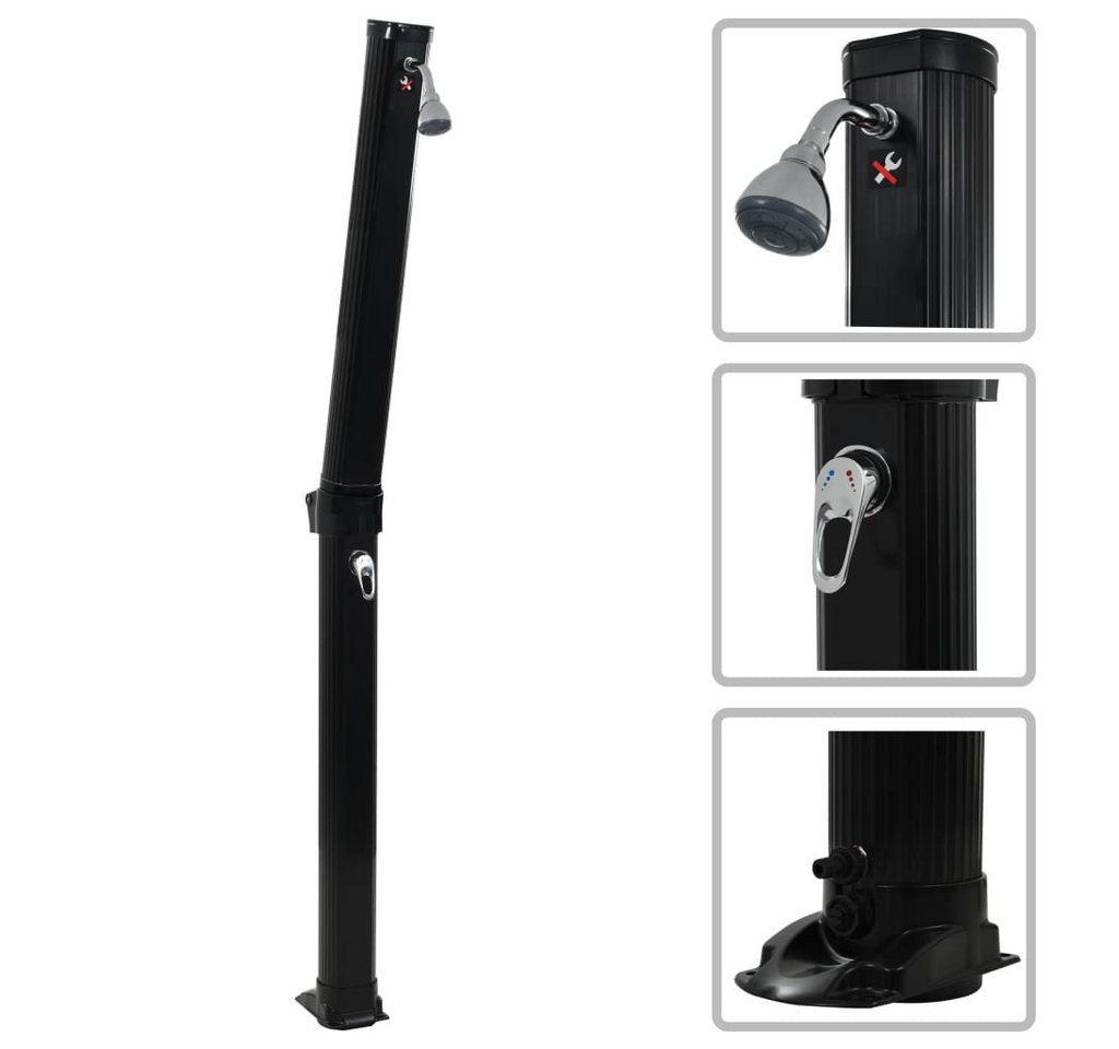 Thumbnail - vidaXL Solardusche, Solardusche Klappbar Schwarz 214 cm 23 L