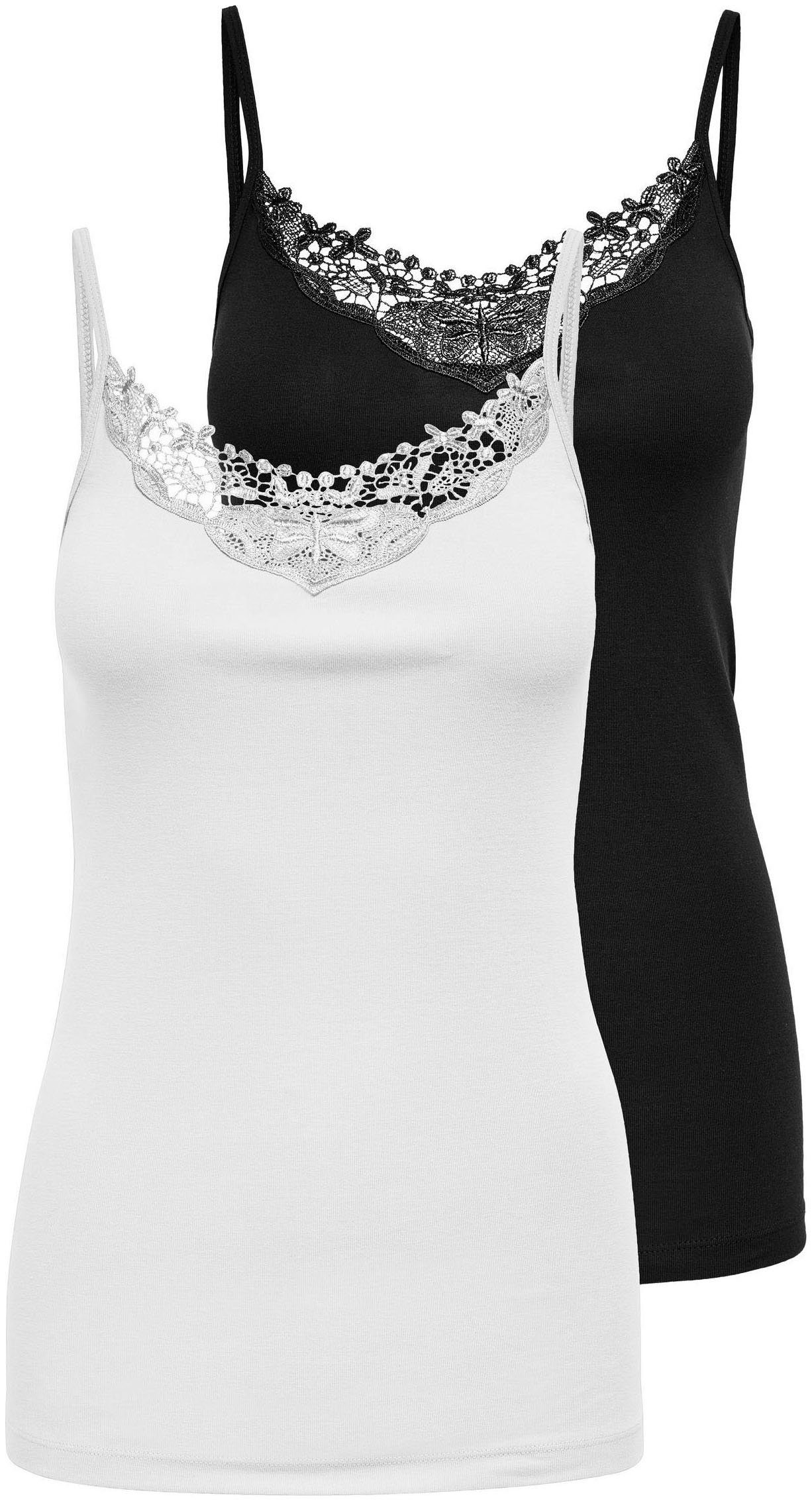 ONLY Spitzentop ONLKIRA LACE SINGLET 2PACK NOOS (2er-Pack) Black + White