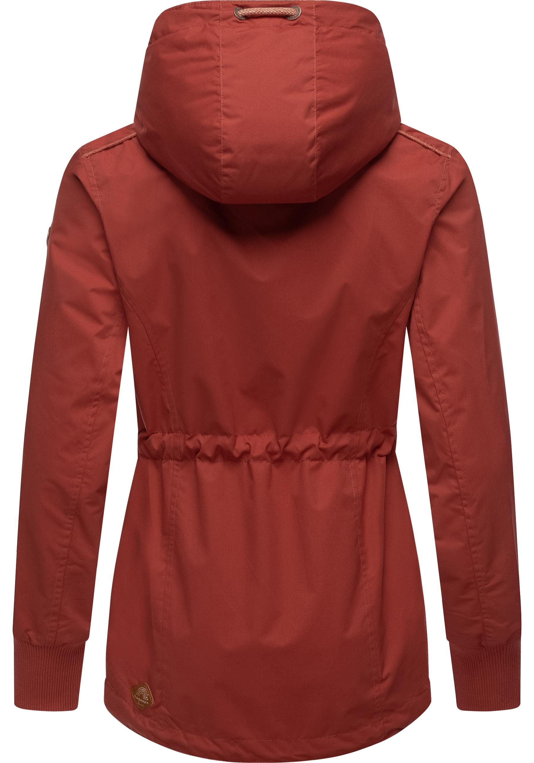 Ragwear Outdoorjacke Danka mit stylische Übergangsjacke toffee Kapuze großer