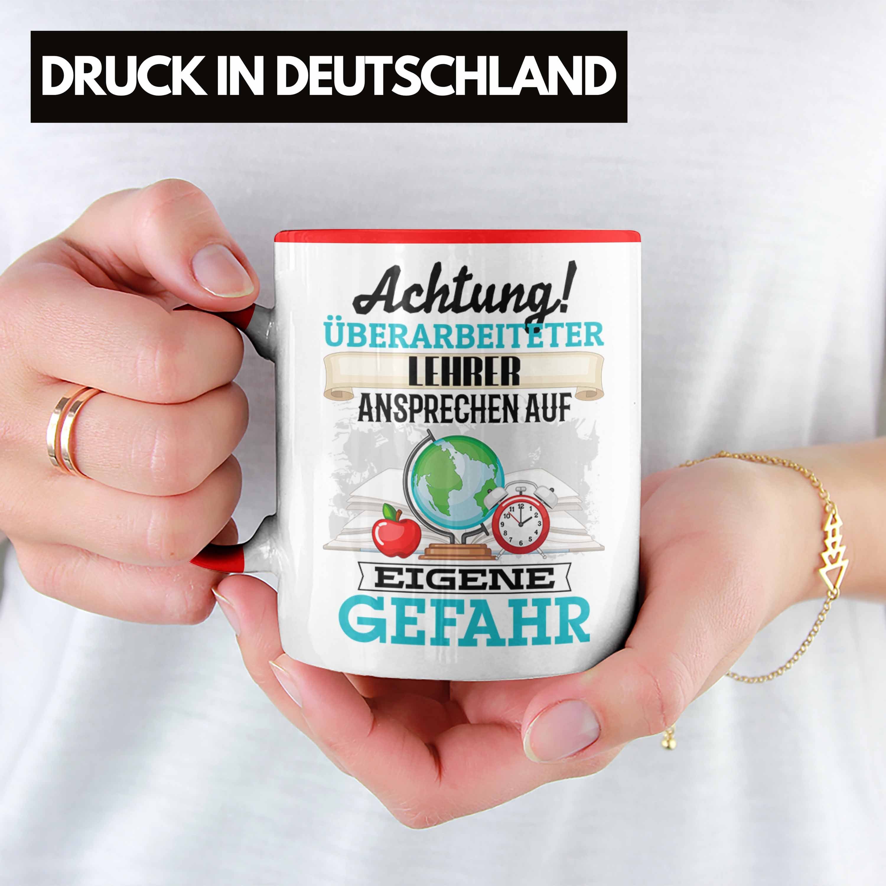 Tasse Spruch Kaffeebecher Rot für Trendation Geschenk Kl Lehrer Tasse Lustiger Geschenkidee