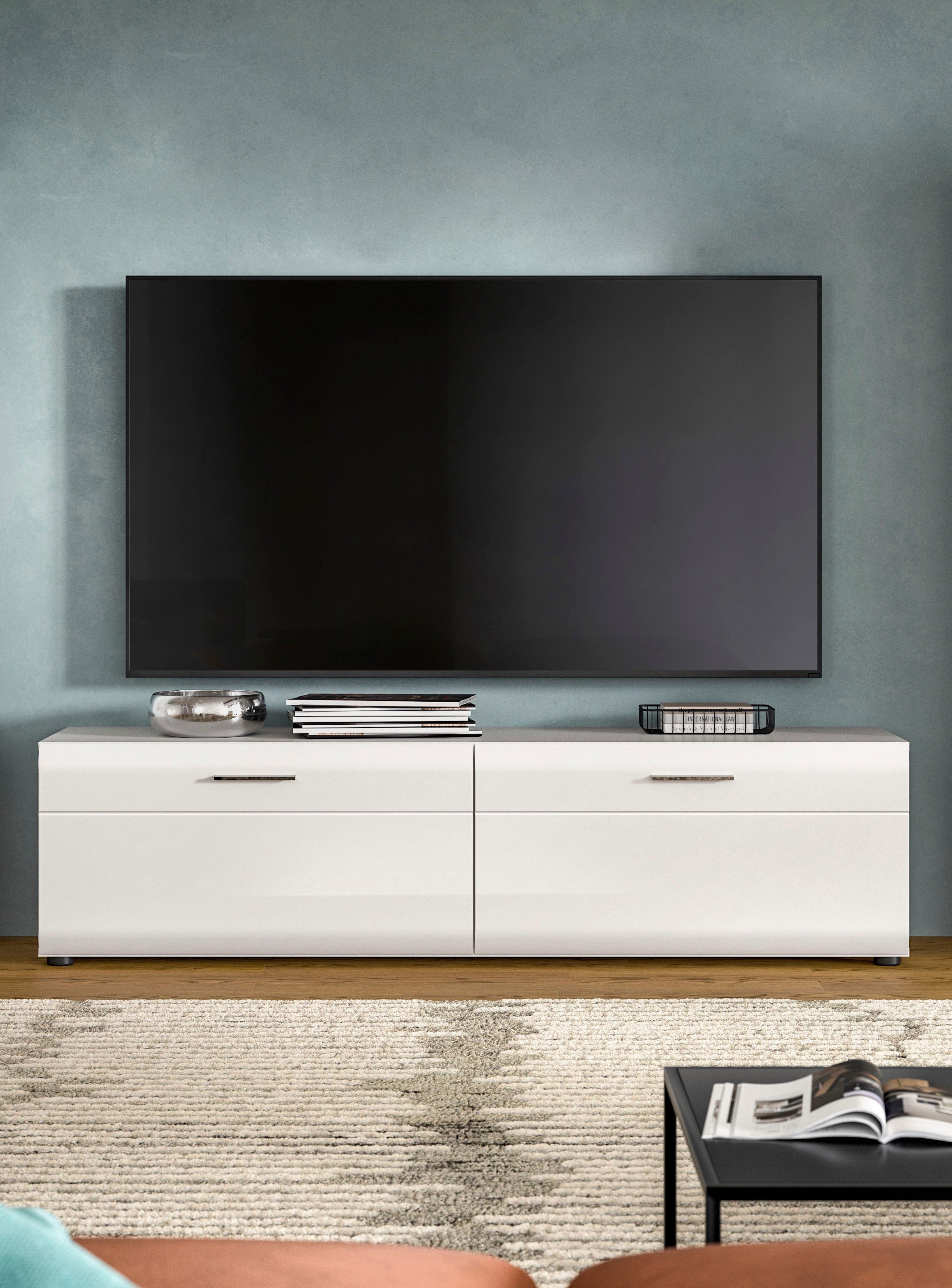 Home affaire Lowboard FLORENZ, hochwertige MDF-Front,Rillenfräsung, 2 Klappen (1 St), Lowboard, TV-Unterschrank, TV-Lowboard