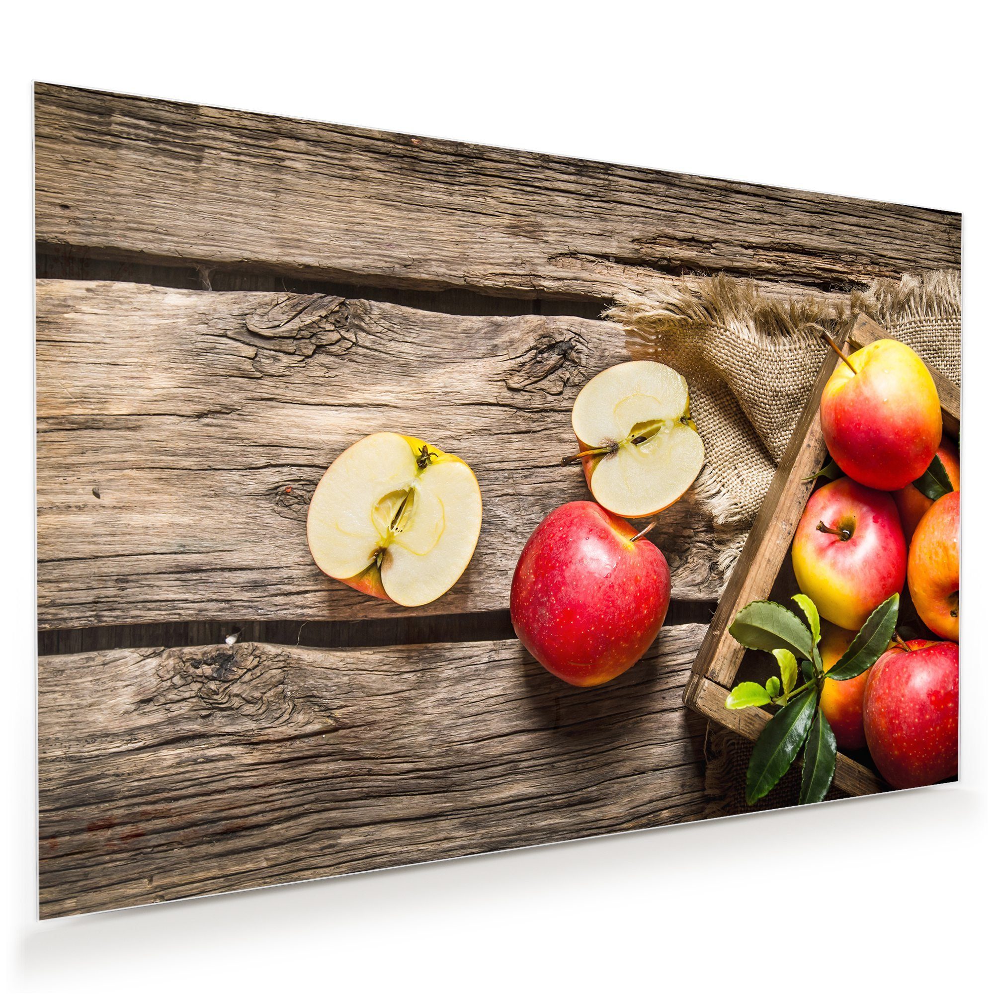 Primedeco Glasbild Wandbild Frische Rote Äpfel mit Aufhängung, Früchte