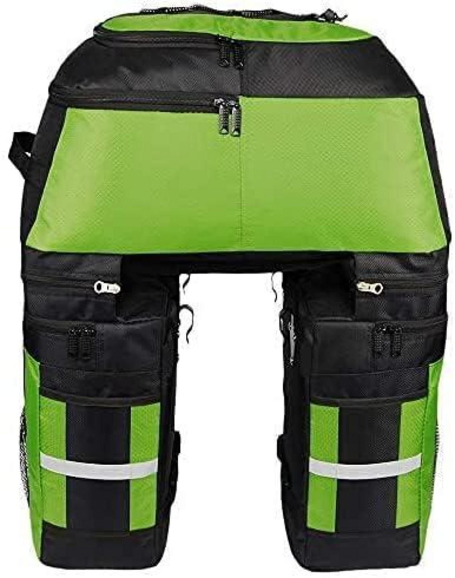 LuxusKollektion Fahrrad-Gepäckträger Fahrradtaschen 3 in 1 für Gepäckträger 70L wasserdicht Grün