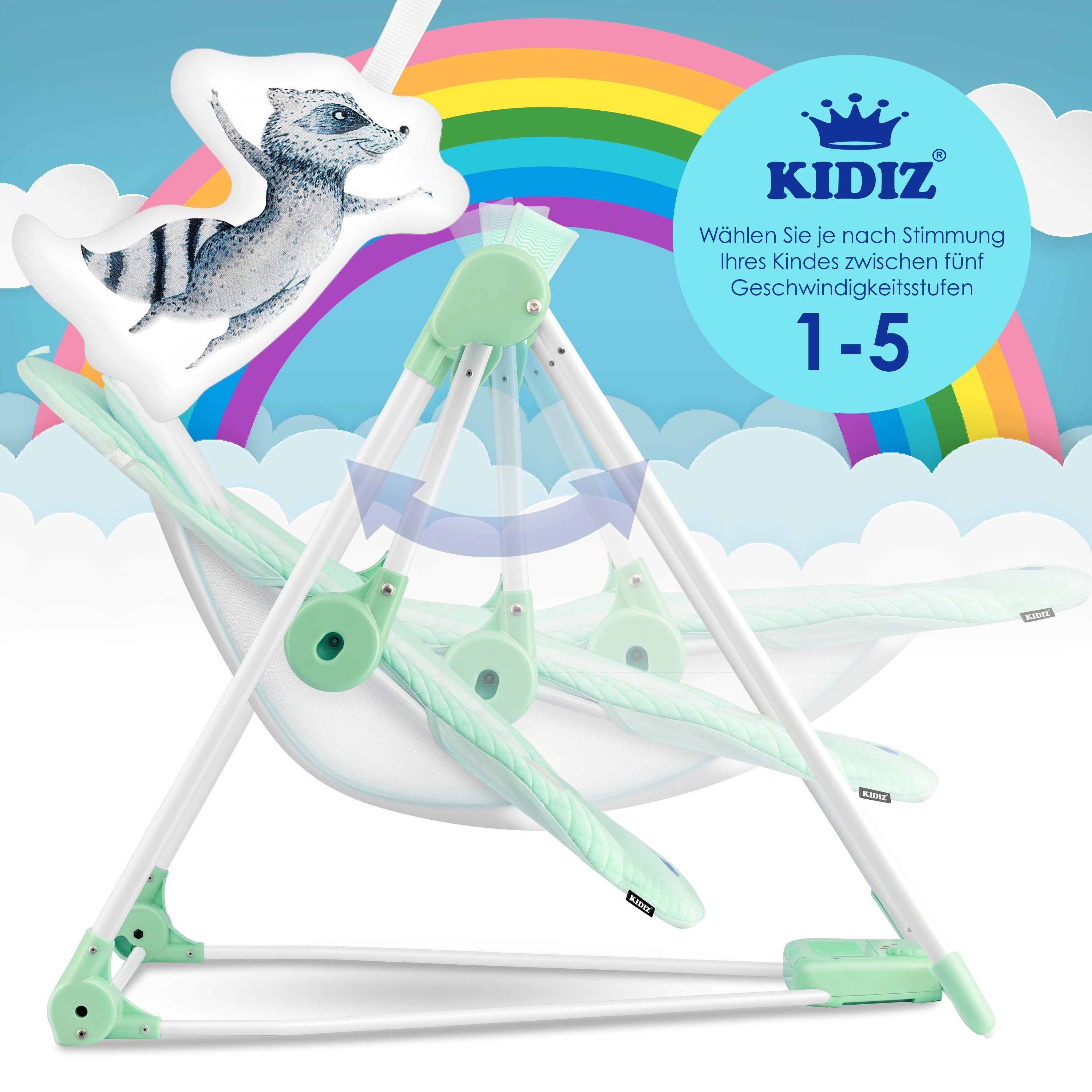 KIDIZ Babywippe, Babywippe Babyschaukel mit Geschwindigkeitseinstellungen
