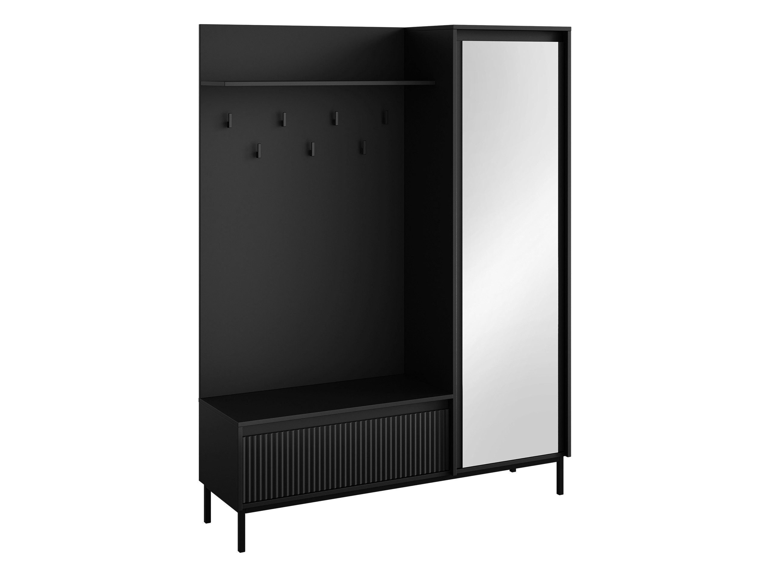 MIRJAN24 Garderoben-Set Ozmi 1D1K, (mit Drehtür und Klappe), 7 Kleiderhaken aus Metall, 135x40x180 cm