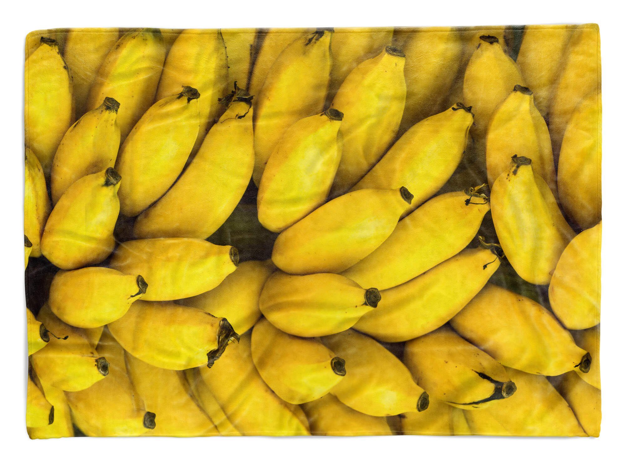 Sinus Art Handtücher Handtuch Strandhandtuch Saunatuch Kuscheldecke mit Fotomotiv Bananen Gelb Früch, Baumwolle-Polyester-Mix (1-St), Handtuch