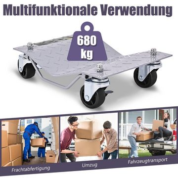 COSTWAY Transportroller, 4er, 680 kg/Plattform, max. Reifenbreite 30cm