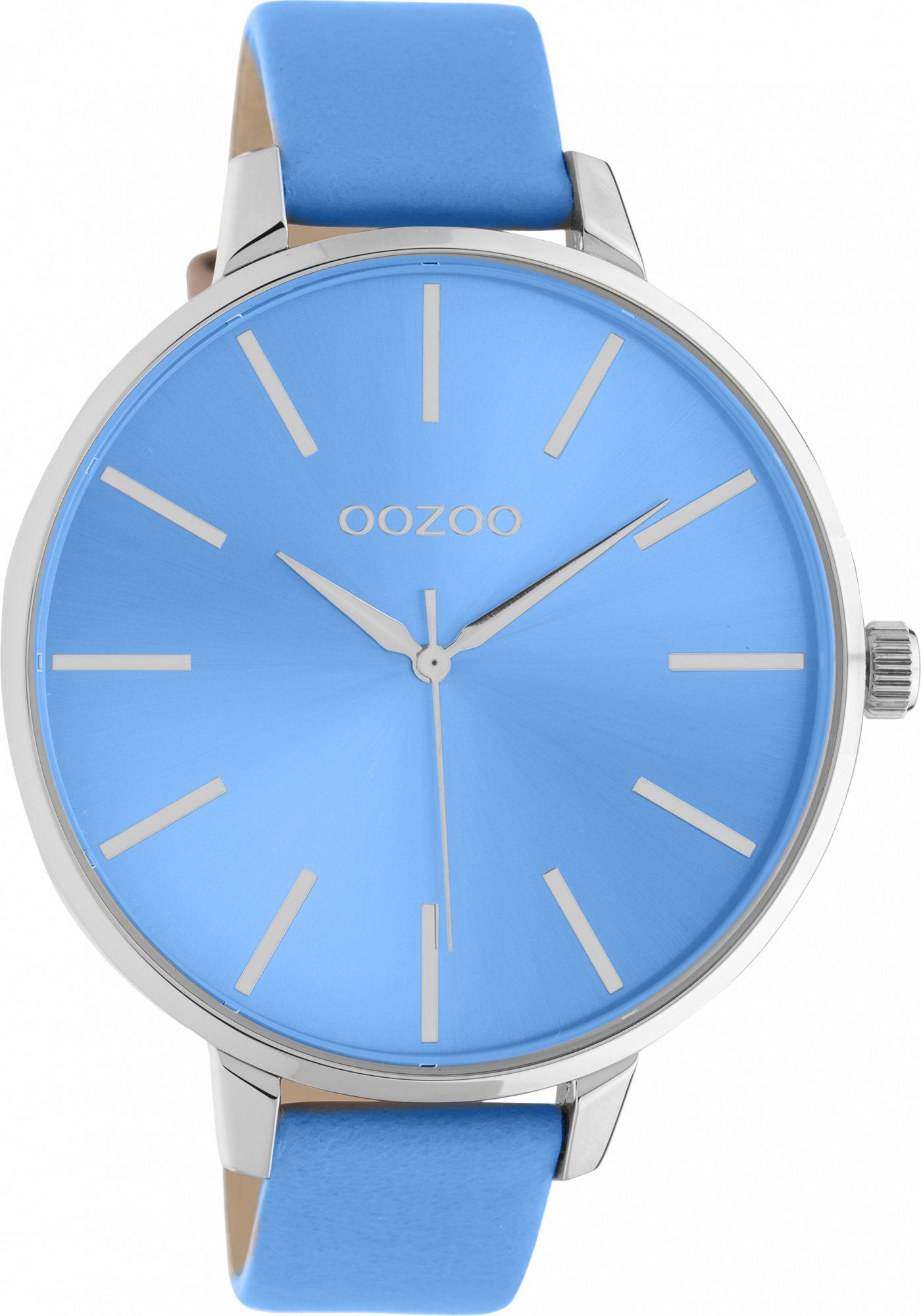 OOZOO groß Fashion-Style Quarzuhr rund, Damen Armbanduhr Lederarmband, (ca. Oozoo Timepieces, Damenuhr 48mm) extra