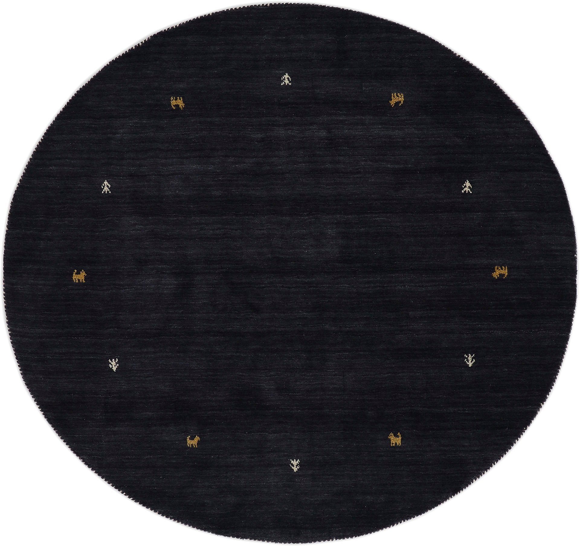 carpetfine Wollteppich Gabbeh Uni, rund, Höhe: 15 mm, reine Wolle handgewebt, Gabbeh Tiermotiv warmes Raumklima viele Größen