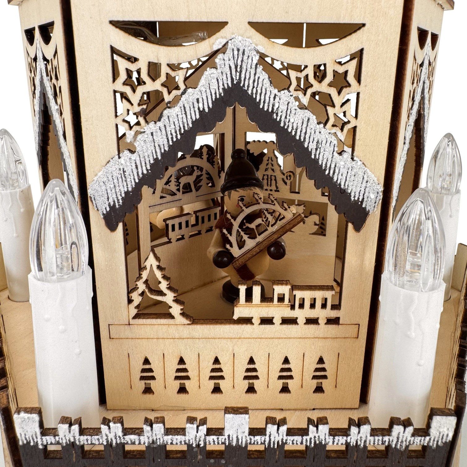 Online-Fuchs Weihnachtspyramide aus Holz, 2-stöckig mit LED-Weihnachtskerzen & Timer - Weihnachtsdeko, praktische 6-Stunden Timerfunktion - 38 cm hoch – Bild 3 von 5