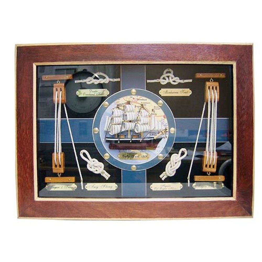 Linoows Dekoobjekt Knotentafel hinter Knotenbild Dekoration im Segelschiff, Glas, detailgetreue Rahmen