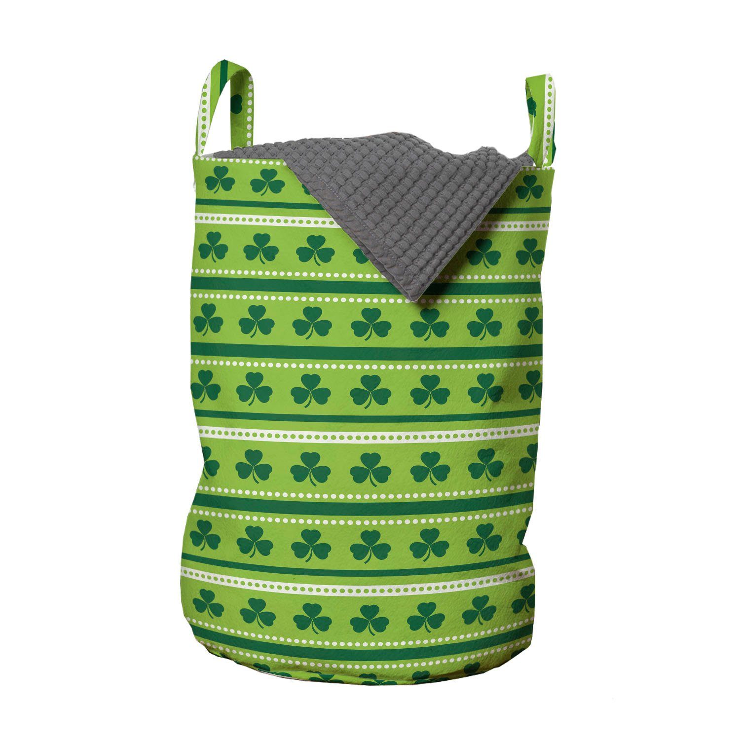 Abakuhaus Wäschesäckchen Wäschekorb mit Griffen Kordelzugverschluss für Waschsalons, Grün Traditionelle irische Kleeblätter