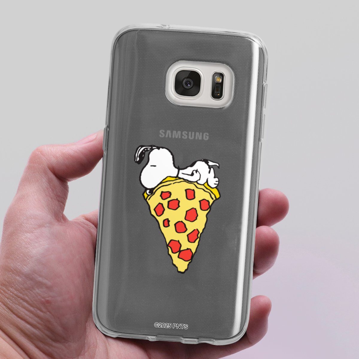 DeinDesign Handyhülle Peanuts Pizza Snoopy Snoopy Pizza Transparent, Samsung Galaxy S7 Silikon Hülle Bumper Case Handy Schutzhülle