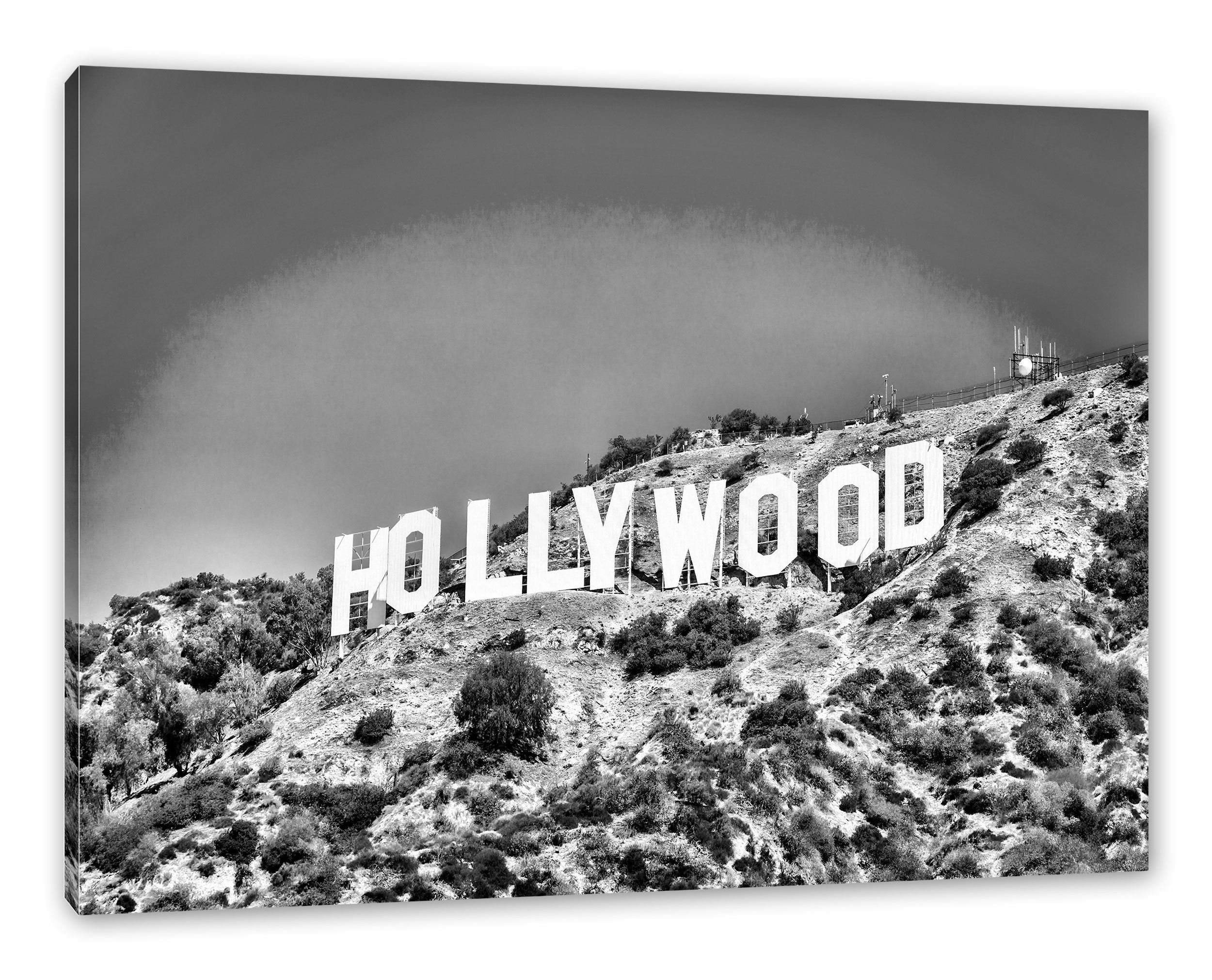 inkl. Wahrzeichen (1 Hollywood Zackenaufhänger Leinwandbild Leinwandbild Hollywood bespannt, fertig Wahrzeichen, Pixxprint St),