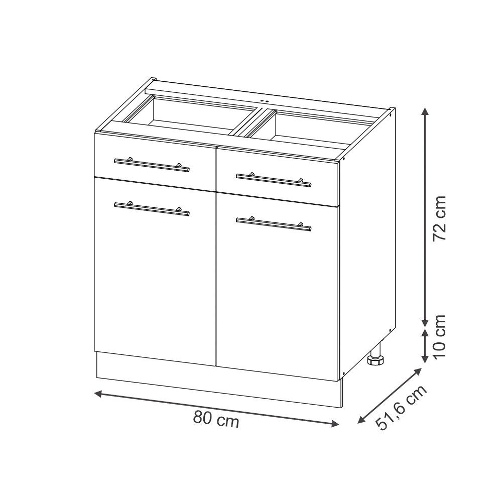 Vicco Unterschrank Fame-Line, Anthrazit Hochglanz/Anthrazit, 80 cm ohne Arb günstig online kaufen