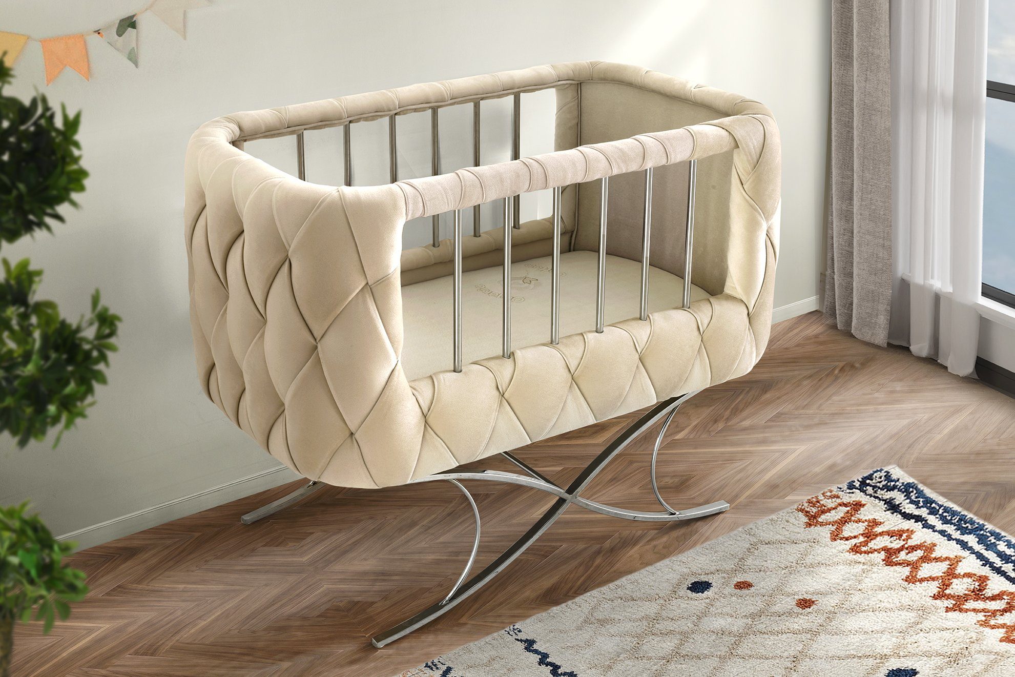 Jabari Babybett Nesthäkchen - Mega-Deal: 25% Extra-Rabatt - Babywiege Stubenwagen, Kinderbett 70x120 cm Optional mit Matratze I Handmade in BERLIN