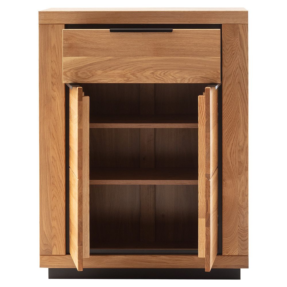 Lomadox Schuhschrank GIUSTINO-06 80 cm breit, Eiche teilmassiv mit schwarz