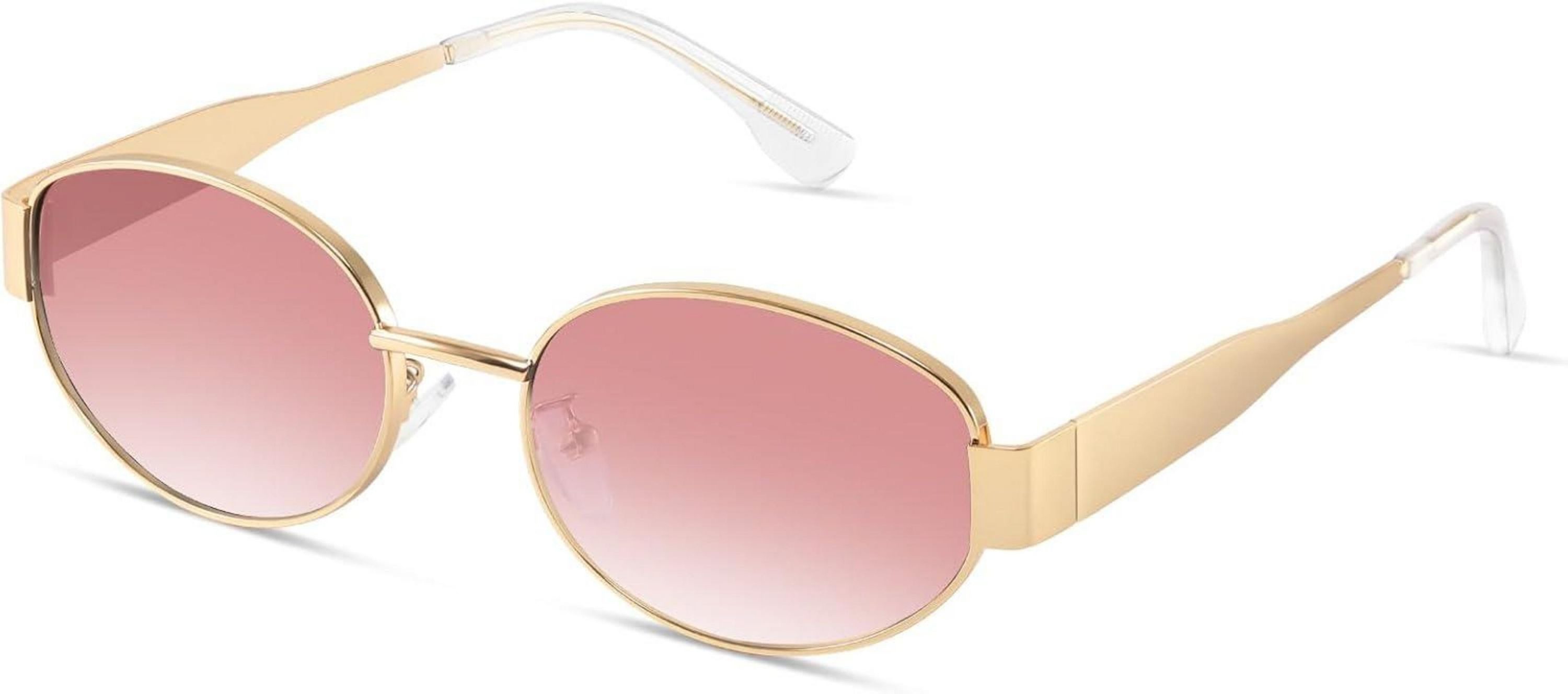 Retrosonnenbrille Sonnenbrille Damen Polarisiert Gold Oval Retro Vintage Uv400