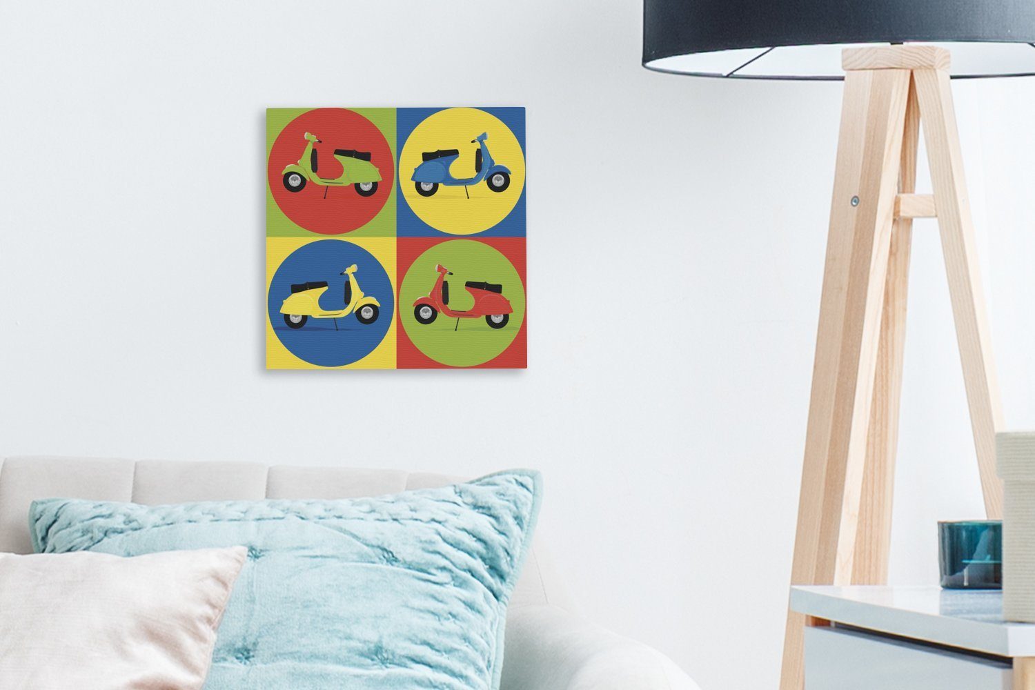 OneMillionCanvasses® Leinwandbild Vier Abbildungen (1 Farben, Schlafzimmer Leinwand Bilder St), in verschiedenen für einer Wohnzimmer Vespa