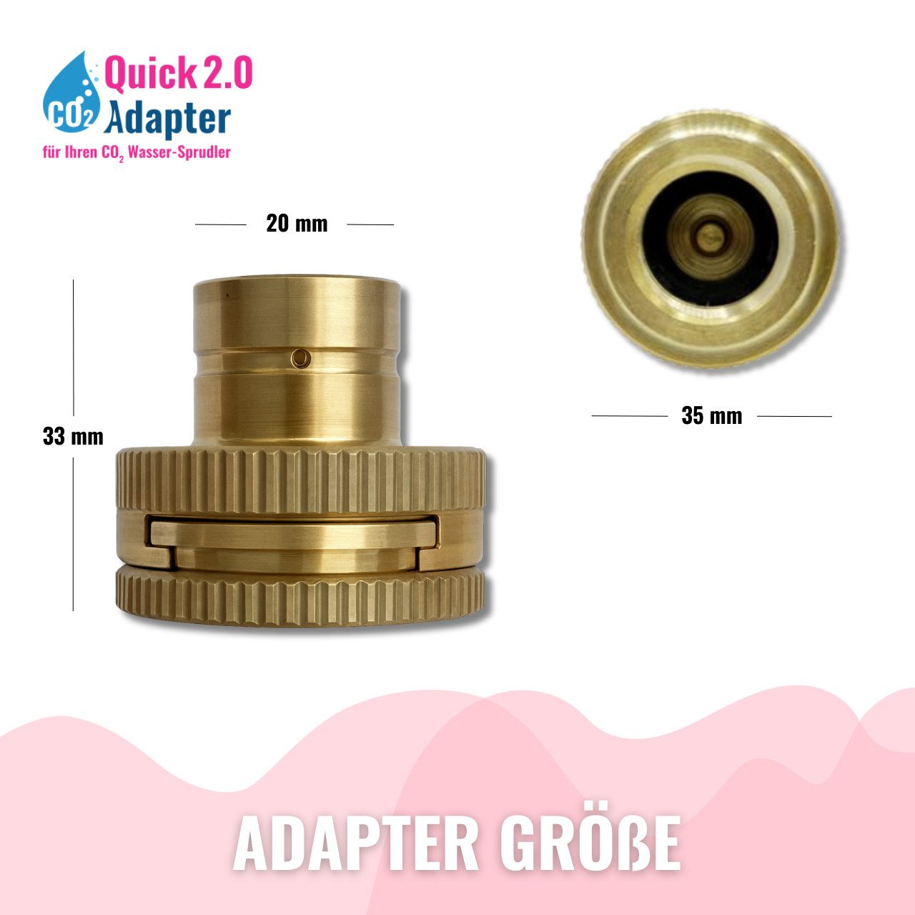 BlueCraft Wassersprudler Quick-Adapter 2.0 für CO2 Wassersprudler kein Umbau, Messing, 2-teilig, kompatibel mit allen gängigen Sprudlern DUO, Terra, Gaia, Crystal 3.0