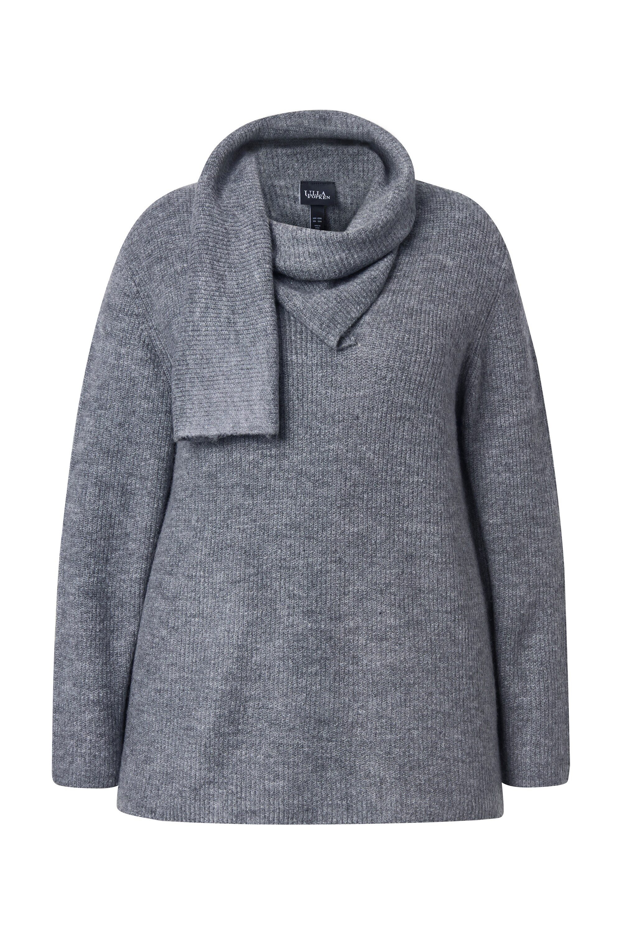 Ulla Popken Strickpullover Pullover Rippstrick integrierter günstig online kaufen