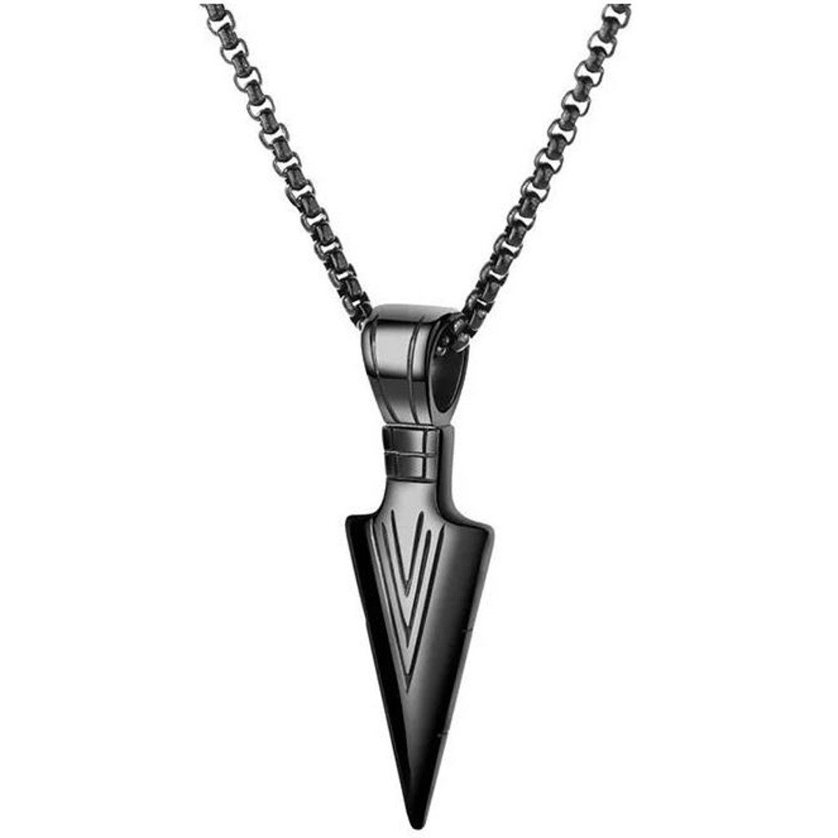 KARMA Statementkette Halskette Herren Edelsthl schwarz Pfeilspitze (Herrenschmuck Pfeilspitze Kette), Herrenkette