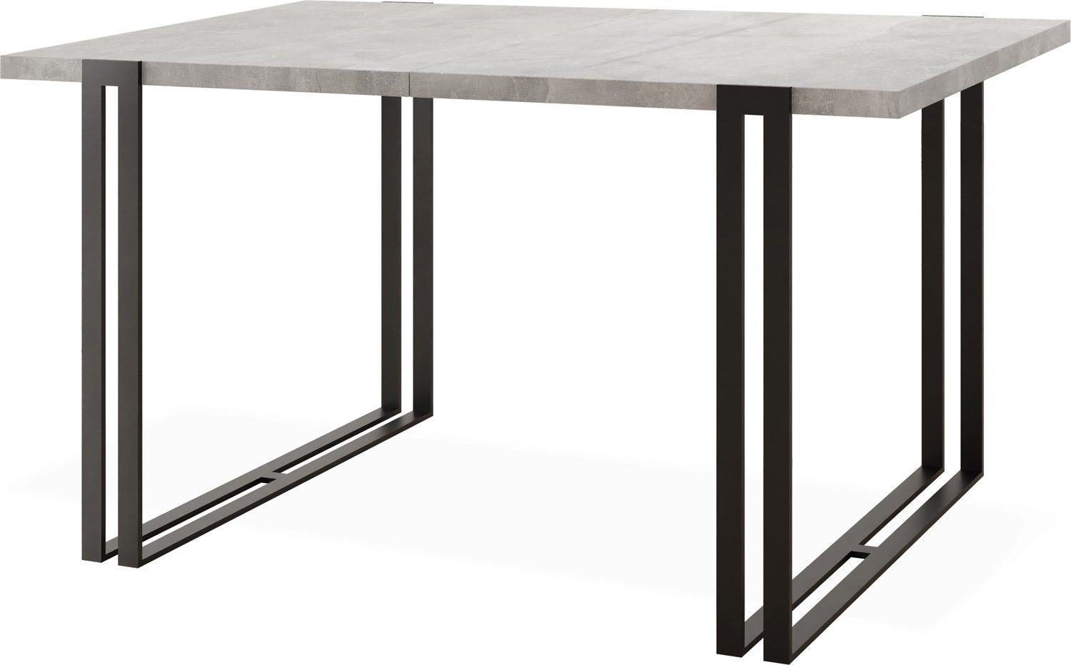 WFL GROUP Esstisch Marco, Tisch im Loft-Stil mit Schwarze Metallbeinen Beton Grau